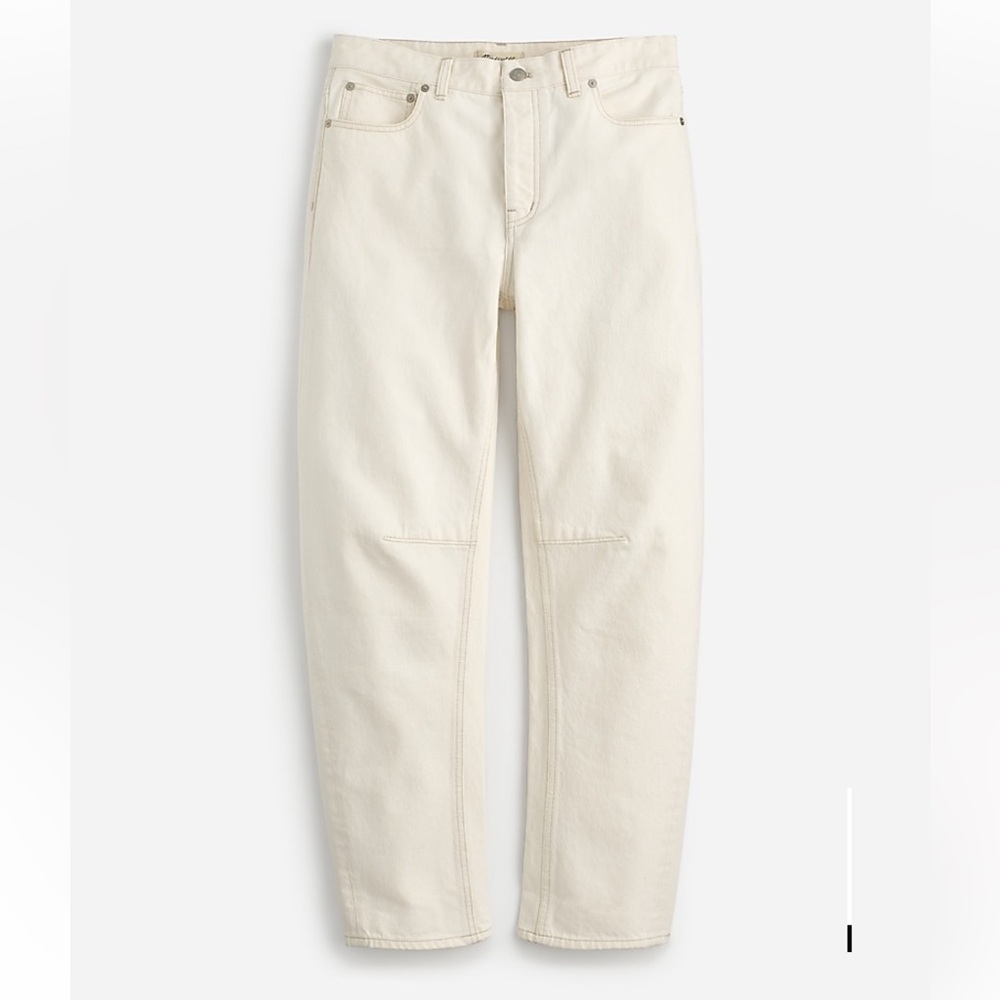 Madewell Cream Darted Barrel-Leg Jeans